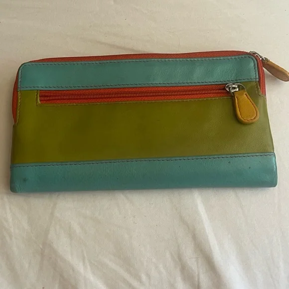 Circus Designer Leather, RFID, Colorful, Long Bi-Fold Wallet - Picture 5 of 5